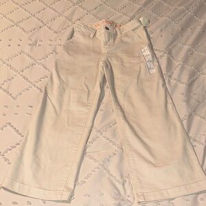 Girls Cream Wide Leg Jeans